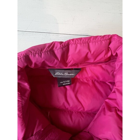 Eddie Bauer Girls‎ Duck Down Hot Pink Puffer Vest Size Small 7/8 Packable - Picture 2 of 5